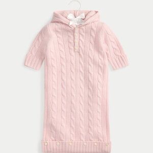 Ralph Lauren Pink Cable-Knit Cashmere Bunting 3-9 M.